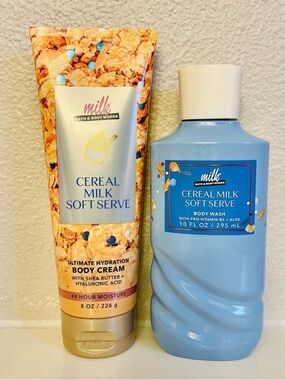 Bath & Body Works Cereal Milk Soft Serve Body Cream & Body Wash - Blue & Gold